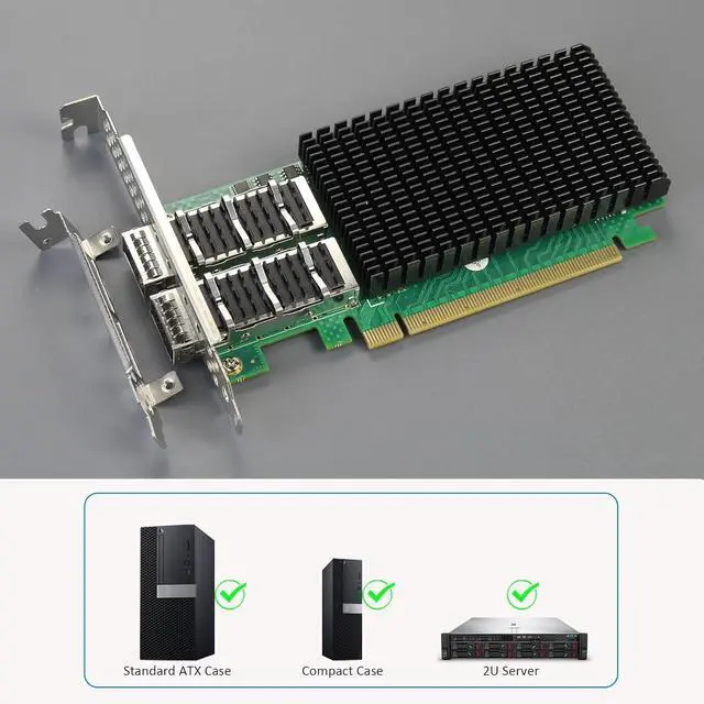 Alt view image 4 of 7 - ST7336 2-Port QSFP28 VPI 100Gb EDR InfiniBand and Ethernet Network Card with Mellanox ConnectX-4 Controller, PCIe 3.0 X16 Interface, Support InfiniBand RDMA/RDMA (RoCE v2)