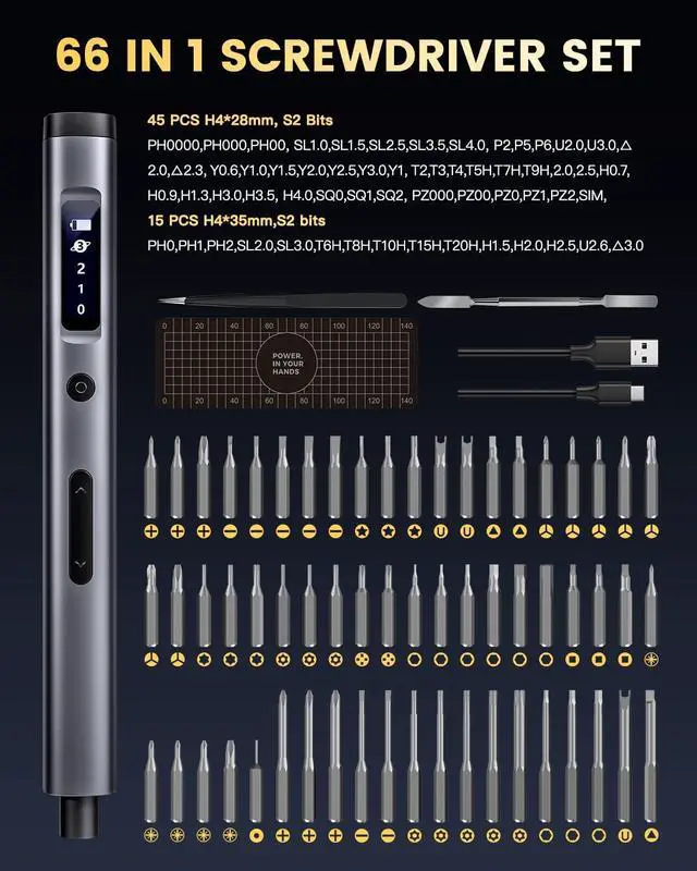Alt view image 6 of 6 - Electric Screwdriver Set, Rechargeable Cordless Screwdriver Kit, Precision Repair Tool Kit with Bits, LED Lights, Charging Cable, Carrying Case, for Watches, Phones, Glasses