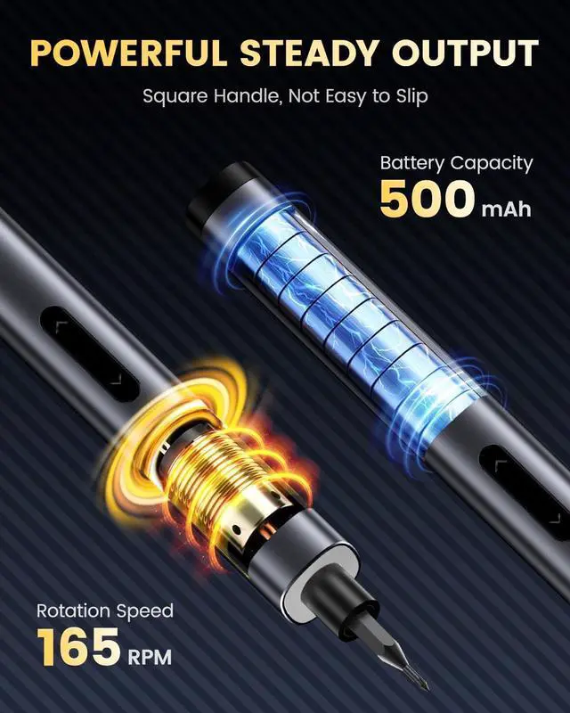 Alt view image 4 of 6 - Electric Screwdriver Set, Rechargeable Cordless Screwdriver Kit, Precision Repair Tool Kit with Bits, LED Lights, Charging Cable, Carrying Case, for Watches, Phones, Glasses