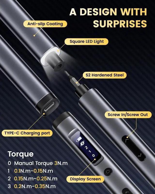 Alt view image 2 of 6 - Electric Screwdriver Set, Rechargeable Cordless Screwdriver Kit, Precision Repair Tool Kit with Bits, LED Lights, Charging Cable, Carrying Case, for Watches, Phones, Glasses