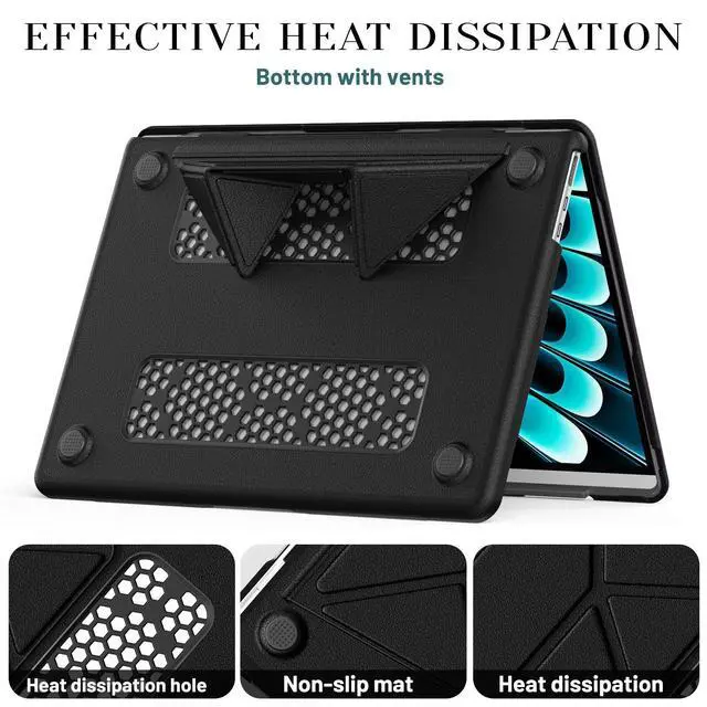 Alt view image 4 of 7 - Case for MacBook Pro 16 inch 2024-2021 A3403 A3186 A2991 A2780 A2485 M4-M1, Shock-Absorbing Protection Case with Magnetically-Folio Stand &Mouse Pad/Bag (Leather-Like Color Black)