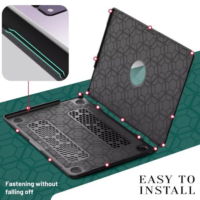 Alt view image 3 of 7 - Case for MacBook Pro 16 inch 2024-2021 A3403 A3186 A2991 A2780 A2485 M4-M1, Shock-Absorbing Protection Case with Magnetically-Folio Stand &Mouse Pad/Bag (Leather-Like Color Black)