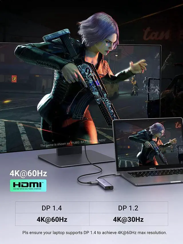 Alt view image 2 of 7 - UGREEN USB C Hub, 7 in 1 Multiport Adapter with 4K@60Hz HDMI, Gigabit Ethernet, 100W Power Delivery, SD/TF Card Reader, 2 USB 3.0 Ports, Docking Station Compatible for MacBook Pro Air M1 Dell XPS