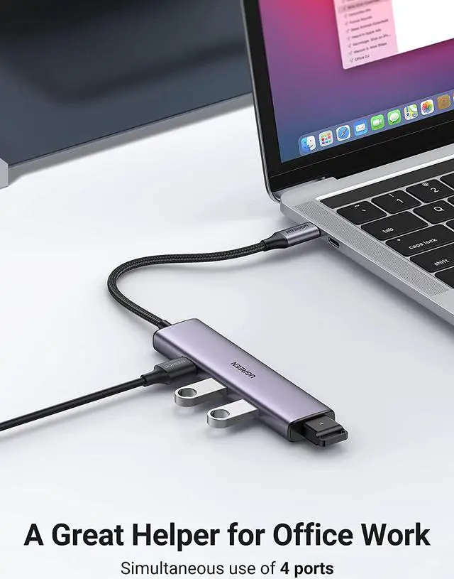 Alt view image 3 of 7 - UGREEN USB C Hub, USB C to USB Adapter Type C to USB 3.0 with 4 USB 3.0 Ports Compatible with MacBook Pro Air M1 2021/2020/2019, iPad 2021, iPad Pro, Dell, Chromebook, and More