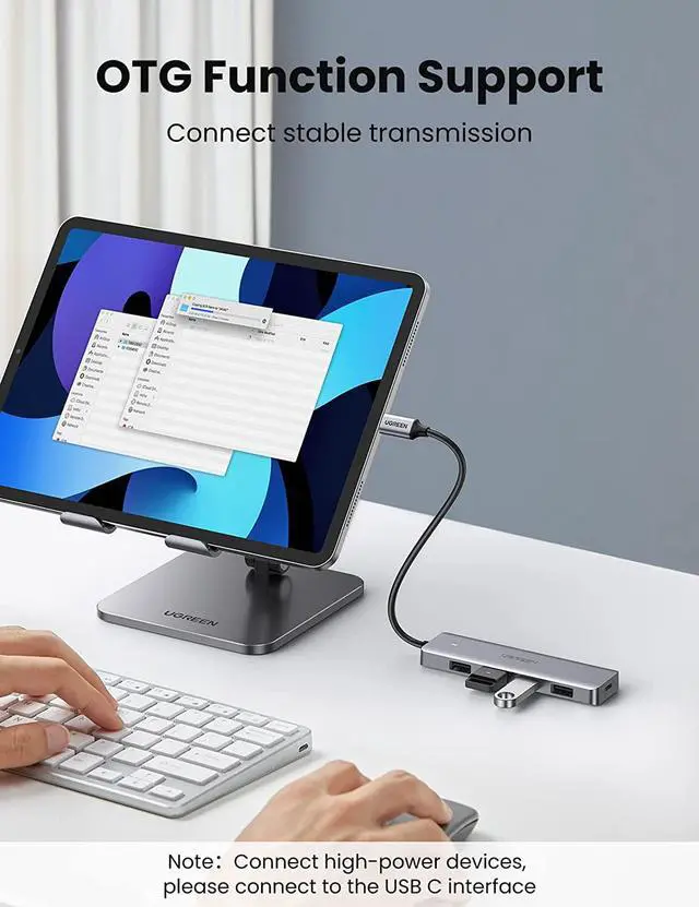 Alt view image 4 of 7 - UGREEN USB C Hub 4 Ports USB Type C to USB 3.0 Hub Adapter with Charging Port for MacBook Pro iMac Samsung Galaxy Note 10 S10 S9 LG Google Chromebook Pixelbook Dell XPS Oculus Rift