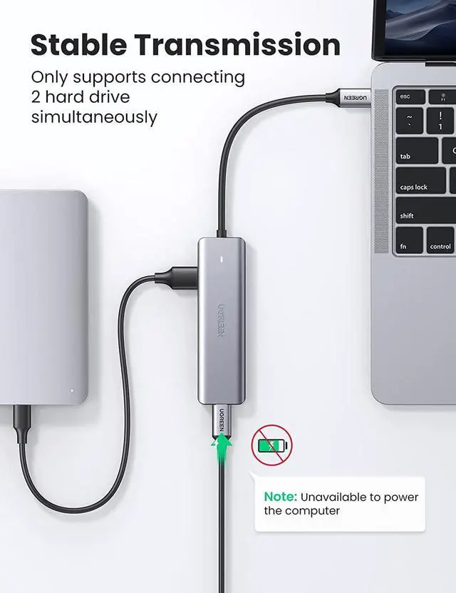 Alt view image 3 of 7 - UGREEN USB C Hub 4 Ports USB Type C to USB 3.0 Hub Adapter with Charging Port for MacBook Pro iMac Samsung Galaxy Note 10 S10 S9 LG Google Chromebook Pixelbook Dell XPS Oculus Rift