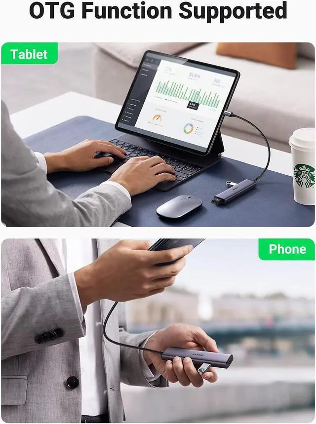 Alt view image 5 of 7 - UGREEN USB C Hub, USB C to USB Adapter Type C to USB 3.0 with 4 USB 3.0 Ports Compatible with MacBook Pro Air M1 2021/2020/2019, iPad 2021, iPad Pro, Dell, Chromebook, and More