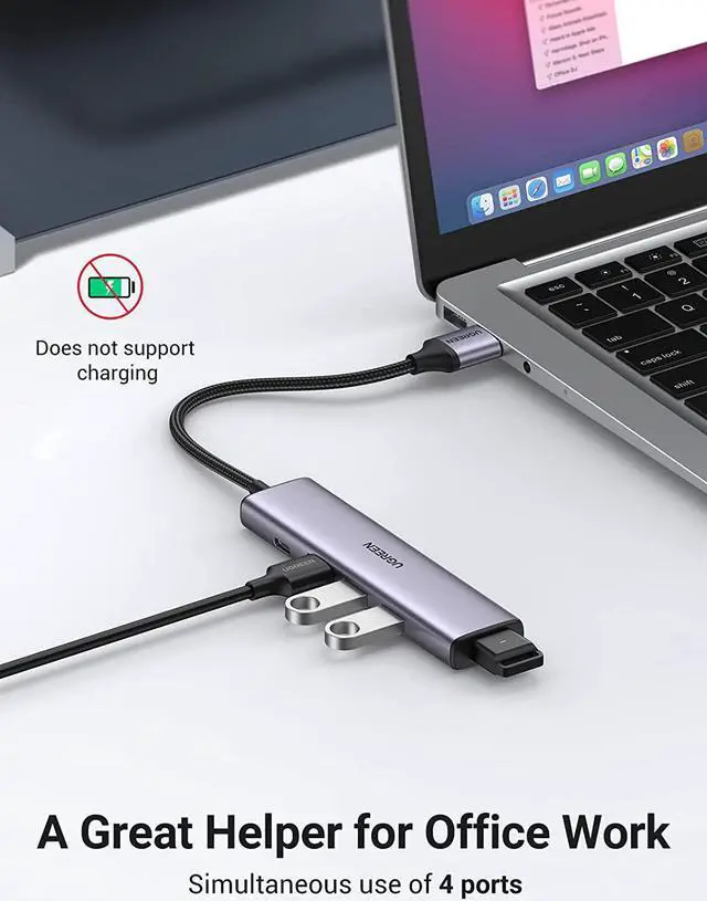 Alt view image 3 of 7 - UGREEN USB 3.0 Hub, 4 Port 5V 2A Powered USB Hub, 5Gbps High Speed Data Transmission USB Splitter for Laptop, iMac, Surface Pro, XPS, USB Flash Drives, Mobile HDD, Printer, Camera, and More