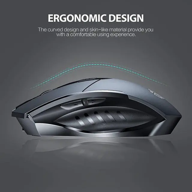 Alt view image 5 of 7 - Bluetooth Mouse, INPHIC Rechargeable Wireless Mouse Multi-Device (Tri-Mode:BT 5.0/4.0+2.4Ghz) with Silent , 3 DPI Adjustment, Ergonomic Optical Portable Mouse for Laptop Android Windows Mac OS, Grey