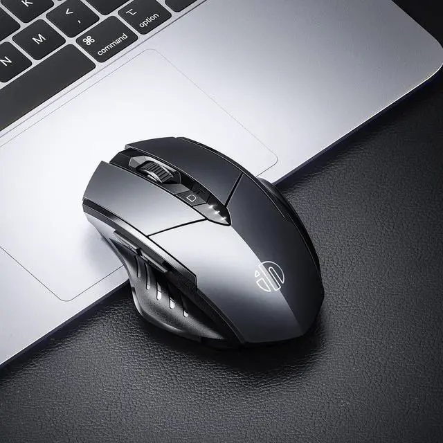 Alt view image 5 of 6 - Bluetooth Mouse [Upgraded: Battery Level Visible], Inphic Rechargeable Wireless Mouse Multi-Device (Tri-Mode:BT 5.0/3.0+2.4Ghz) with Silent,Grey