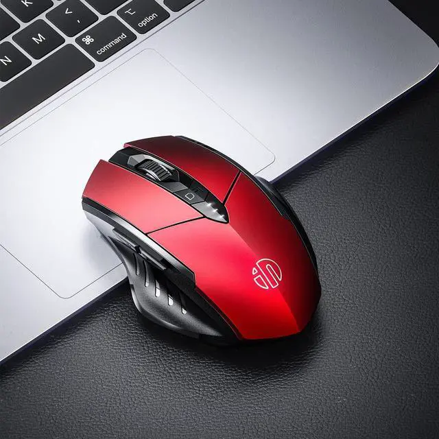 Alt view image 6 of 6 - Bluetooth Mouse [Upgraded: Battery Level Visible], Inphic Rechargeable Wireless Mouse Multi-Device (Tri-Mode:BT 5.0/4.0+2.4Ghz) with Silent,red