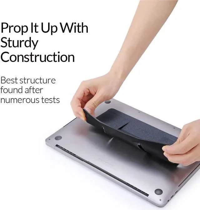 Alt view image 4 of 6 - MOFT Compact Adhesive Laptop Stand 3 Elevation for Ergonomic Viewing, Fits Laptops Without Bottom Vents, Repositionable Residue-Free Computer Desk Stand, Starry Grey