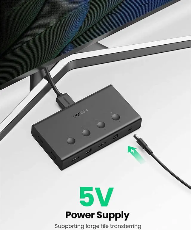 Alt view image 5 of 7 - UGREEN HDMI KVM Switch 4 in 1 Out 4K 60Hz USB Switcher Box Keyboard Mouse Printer Monitor Sharing Selector with USB Hub for Laptop Desktop PS4 Xbox One