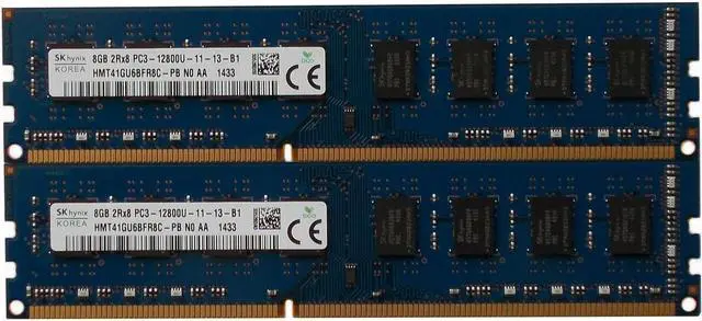 Main image of Hynix Original 16GB kit (2 x 8GB), 240-pin DIMM,Unbuffered, Non ECC, DDR3 PC3-12800 Desktop Memory Module