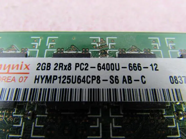 Alt view image 2 of 2 - Hynix HYMP125U64CP8-S6 8GB 4 x 2GB PC2-6400U DDR2 800 Non-ECC Unbuff Memory Kit