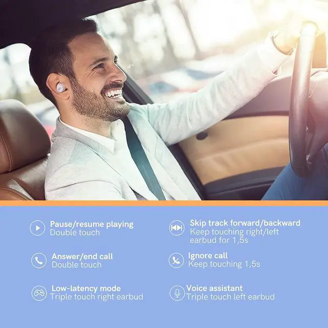 Alt view image 6 of 7 - QCY T17S True Wireless Earbuds, Bluetooth 5.2 Earphone with Mic, Qualcomm QCC3040 Waterproof in-Ear Headphones, CVC 8.0 Noise Reduction, AptX Low Latency Ear Buds, Deep Bass, 28H Playtime (White)