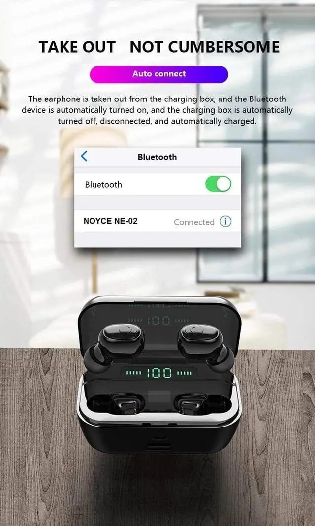 Alt view image 5 of 7 - Waterproof Bluetooth Earpiece, True Wireless Earbuds Bluetooth, Blue Tooth Earpieces for Cell Phones. Deep Bass, Cinema Quality Sound and Ideal connectivity. Includes Nice Charging case.