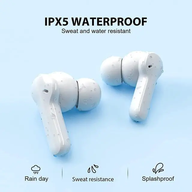 Alt view image 6 of 7 - Wireless Bluetooth Earbuds with Microphone, QCY T13 TWS Waterproof in Ear Headphone ENC Noise Cancelling, Deep Bass, Touch Control Ear Buds, HiFi Stereo 40H Earphone for Android iPhone, White