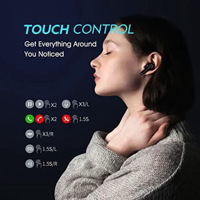 Alt view image 5 of 7 - QCY HT03 Hybrid Active Noise Cancelling Wireless Earbuds, Built-in 6 Microphones Headphones, IPX5 Waterproof Bluetooth 5.1 Stereo Earphones, QCY App, Immersive Sound Premium Deep Bass Headset