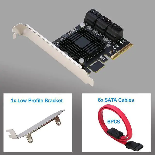 Alt view image 6 of 7 - PCIe SATA Card [6 Ports],  x4 to 6 Port 3.0 6Gbps Expansion Controller Adapter -