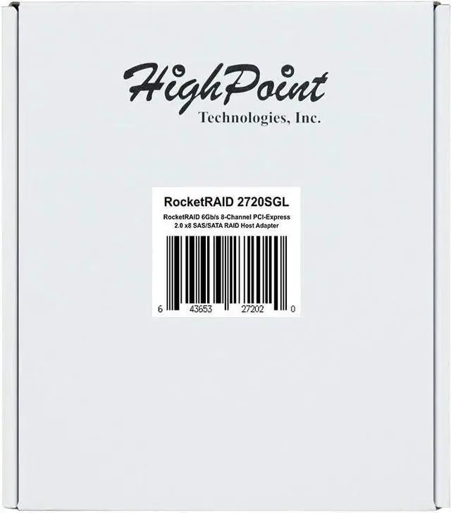 Alt view image 5 of 5 - HighPoint RocketRAID 2720SGL 8-Port SAS 6Gb/s PCIe 2.0 x8 RAID HBA
