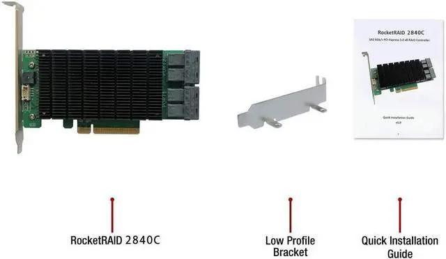 Alt view image 4 of 4 - HighPoint Technologies RocketRAID 2840C PCIe 3.0 x8 16-Port 6Gb/s SAS/SATA RAID Controller