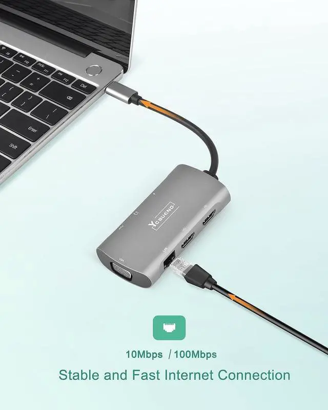 Alt view image 6 of 7 - USB C Docking Station Dual Monitor,Laptop Docking Station,12 in 1 Triple Display USB C Hub Multiport Adapter to Dual 4K HDMI,DP,100W PD,2 USB 3.1,RJ45,SD/TF,Audio for MacBook and Type C Laptop