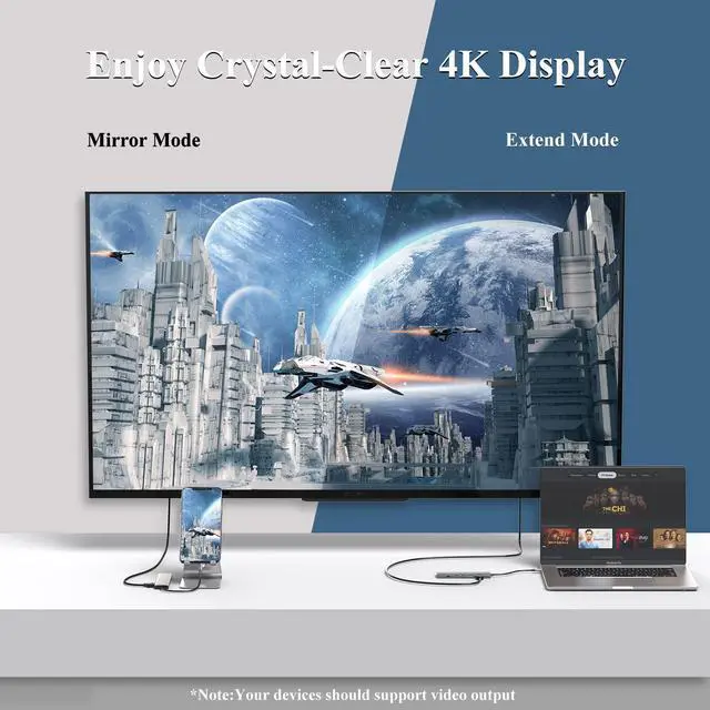 Alt view image 4 of 7 - WAVLINK USB C Hub, 7-in-1 Type-C Multiport Adapter with 100W Power Delivery, 4K@30Hz HDMI, SD/TF Card Slots, 3 USB 3.0 5Gbps Data Ports for PC, Support Windows, Mac OS and More