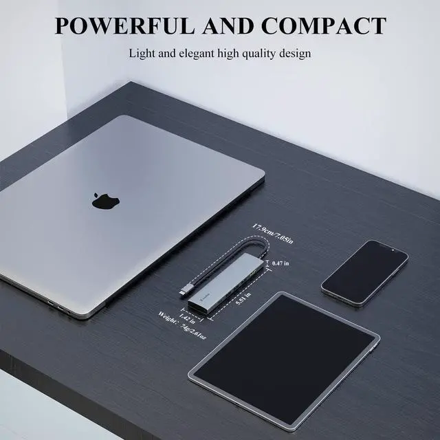 Alt view image 7 of 7 - WAVLINK USB C Hub, 7-in-1 Type-C Multiport Adapter with 100W Power Delivery, 4K@30Hz HDMI, SD/TF Card Slots, 3 USB 3.0 5Gbps Data Ports for PC, Support Windows, Mac OS and More