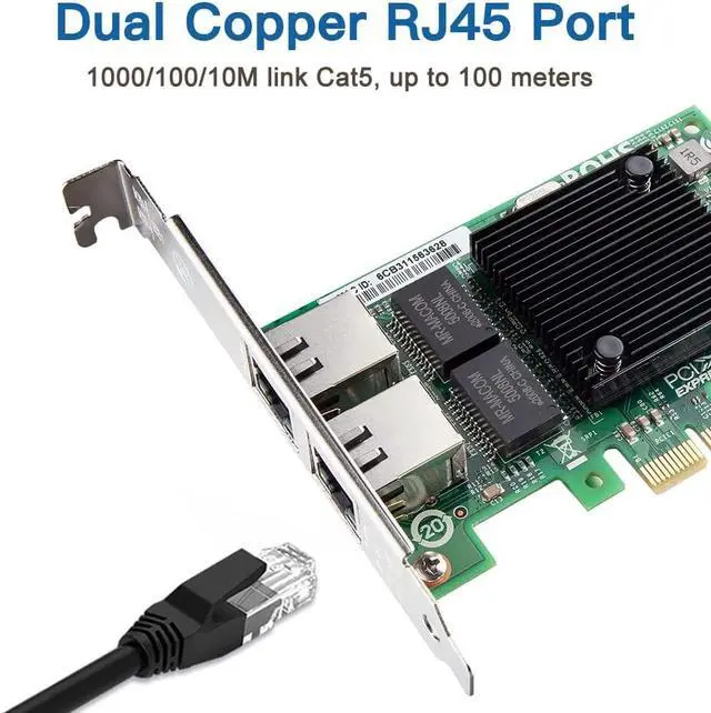 Alt view image 2 of 6 - Gigabit Dual NIC with Intel 82571 Chip, 1Gb Network Card Compare to Intel E1G42ET NIC, 2 RJ45 Ports, PCI Express 2.1 X4, Ethernet Card with Low Profile for Windows/Windows Server/Linux