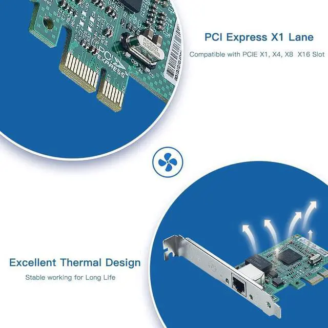 Alt view image 4 of 6 - Gigabit PCIe NIC with Dell Broadcom BCM5751 Chip, 1Gb Network Card Compare to Broadcom BCM5751-T1 NIC, Single RJ45 Ports, PCI-E X1, Ethernet Card with Low Profile for Windows/Windows Server/Linux