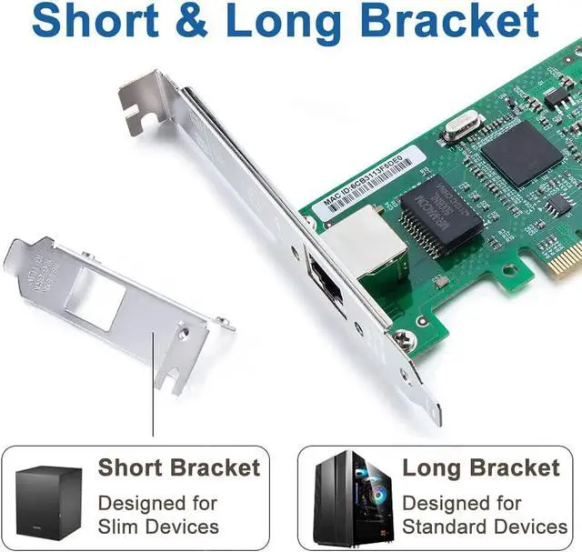 Alt view image 3 of 6 - Gigabit PCIe NIC with Intel 82573 Chip, 1Gb Network Card Compare to Intel 82573 NIC, Single RJ45 Port, PCI Express X1, Ethernet Card with Low Profile for Windows/Windows Server/Linux