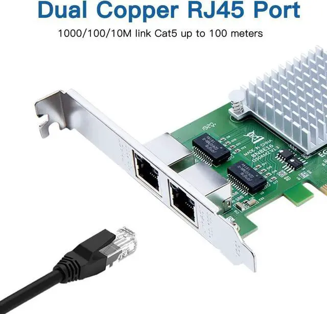 Alt view image 2 of 7 - Gigabit 2 Port NIC with Intel I350 Chip, 1Gb Network Card Compare to Intel I350-T2 NIC, Dual RJ45 Ports, PCI Express 2.1 X4, Ethernet Card with Low Profile for Windows/Windows Server/Linux