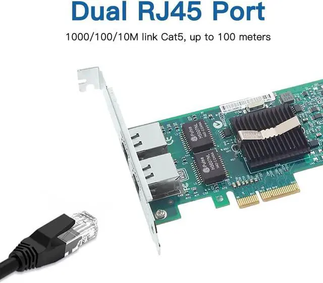 Alt view image 2 of 6 - Gigabit Dual NIC with Intel 82576 Chip, 1Gb Network Card Compare to Intel E1G42ET NIC, 2 RJ45 Ports, PCI Express 2.0 X4, Ethernet Card with Low Profile for Windows/Windows Server/Linux