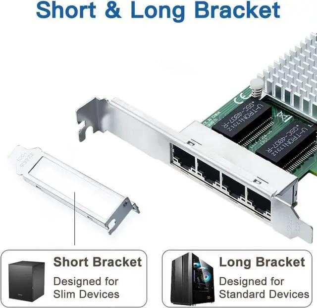 Alt view image 3 of 7 - Gigabit 4 Port NIC with Intel I350 Chip, 1Gb Network Card Compare to Intel I350-T4 NIC, Quad RJ45 Ports, PCI Express 2.1 X4, Ethernet Card with Low Profile for Windows/Windows Server/Linux