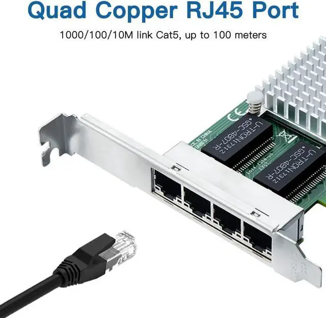 Alt view image 2 of 7 - Gigabit 4 Port NIC with Intel I350 Chip, 1Gb Network Card Compare to Intel I350-T4 NIC, Quad RJ45 Ports, PCI Express 2.1 X4, Ethernet Card with Low Profile for Windows/Windows Server/Linux