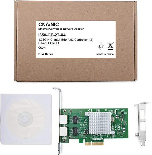 Alt view image 7 of 7 - 1G 1000Mbps Gigabit Ethernet Converged Network Adapter (NIC) with Intel I350AM2 Controller | Ethernet PCI Express Network Card | Dual Copper RJ45 Ports | PCIE 2.0 X4 | Compare to Intel I350-T2