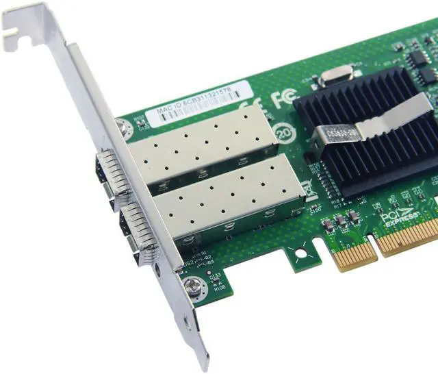 Alt view image 5 of 7 - 10/100/1000Mbps Gigabit Ethernet Converged Network Adapter (NIC) | with Intel 82576 Chip | Ethernet PCI Express NIC Network Card | Dual SFP Ports | PCI Express 2.0 X4 | Compare to Intel E1G42EF
