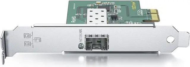 Alt view image 3 of 3 - 10/100/1000Mbps Gigabit Network Card (NIC) with Intel 1210AS Chip | Ethernet Converged PCI Express Network Adapter | Single SFP Port | PCI Express 2.1 X1