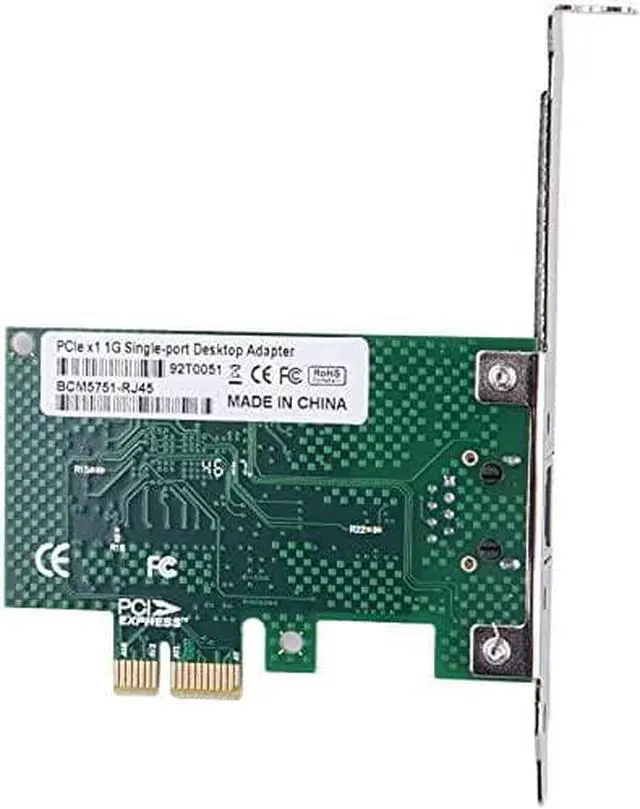 Alt view image 2 of 4 - 10/100/1000Mbps Gigabit Ethernet Network Interface Card (NIC) Single Copper RJ45 Port, with Broadcom BCM5751 Chip, Compare to BCM5751-T1, PCIE X1,Support Windows/Windows Server/Linux
