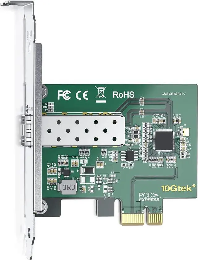 Alt view image 2 of 3 - 1.25G NIC Network Card, Single SFP Port, with Intel 1210AS, Support Windows/Windows Server/Centos/Ubuntu/SUES/Freebsd/VMware