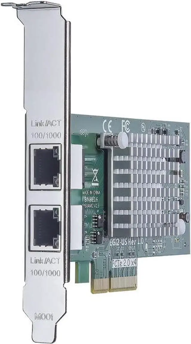 Alt view image 3 of 5 - 1.25G Gigabit Ethernet Converged Network Adapter (NIC) with Intel I350AM2 Controller - Compatible for Intel I350-T2, Dual Copper RJ45 Ports, PCI-E 2.1 X4