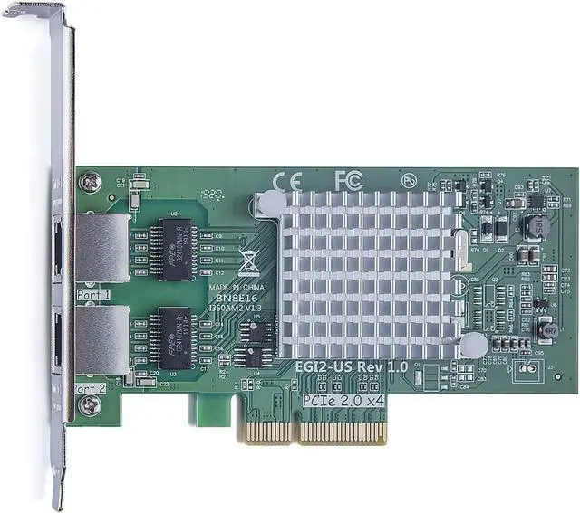 Alt view image 5 of 5 - 1.25G Gigabit Ethernet Converged Network Adapter (NIC) with Intel I350AM2 Controller - Compatible for Intel I350-T2, Dual Copper RJ45 Ports, PCI-E 2.1 X4