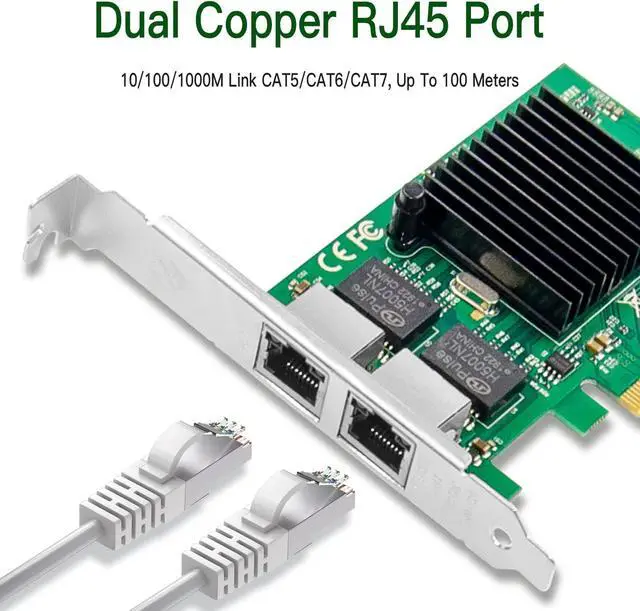 Alt view image 2 of 7 - 1.25G Gigabit Ethernet NIC with Intel 82576 Controller, 1Gb PCI-E Network Card Compare to Intel E1G42ET Ethernet Converged Network Adapter, Dual RJ45 Copper Ports, PCI Express X1