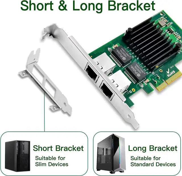 Alt view image 3 of 7 - 1.25G Gigabit Ethernet NIC with Intel I350AM2 Controller, 1Gb PCI-E Network Card Compare to Intel I350-T2 Ethernet Converged Network Adapter, Dual RJ45 Copper Ports, PCI Express X4