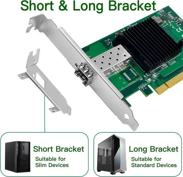 Alt view image 4 of 7 - 10Gb Ethernet NIC with Intel 82599EN Controller, 10G PCI-E Network Card Compare to Intel X520-DA1 Converged Network Adapter, Single SFP+ Ports, PCI Express X8
