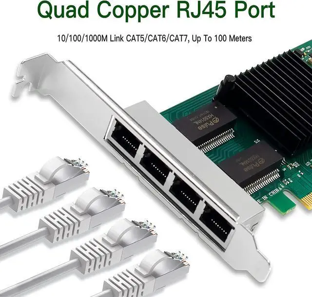 Alt view image 2 of 7 - 1.25G Gigabit Ethernet NIC with Intel I350AM4 Controller, 1Gb PCI-E Network Card Compare to Intel I350-T4 Ethernet Converged Network Adapter, Quad RJ45 Copper Ports, PCI Express X4
