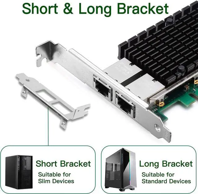 Alt view image 4 of 7 - 10Gb Ethernet NIC with Intel X540-BT2 Controller, 10G PCI-E Network Card Compare to Intel X540-T2 Converged Network Adapter, Dual RJ45 Copper Ports, PCI Express X8