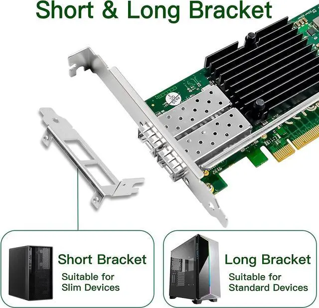 Alt view image 4 of 7 - 10Gb Ethernet NIC with Intel 82599ES Controller, 10G PCI-E Network Card Compare to Intel X520-DA2 Converged Network Adapter, Dual SFP+ Ports, PCI Express X8