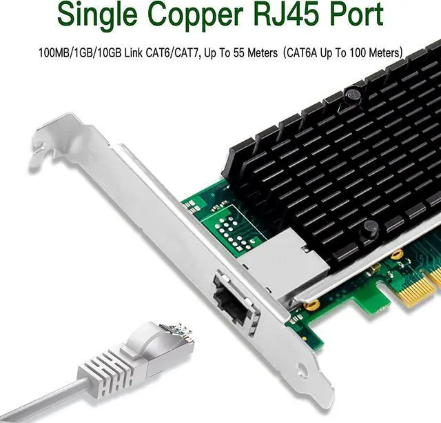 Alt view image 2 of 7 - 10Gb Ethernet NIC with Intel X540-BT1 Controller, 10G PCI-E Network Card Compare to Intel X540-T1 Converged Network Adapter, Single RJ45 Copper Ports, PCI Express X8